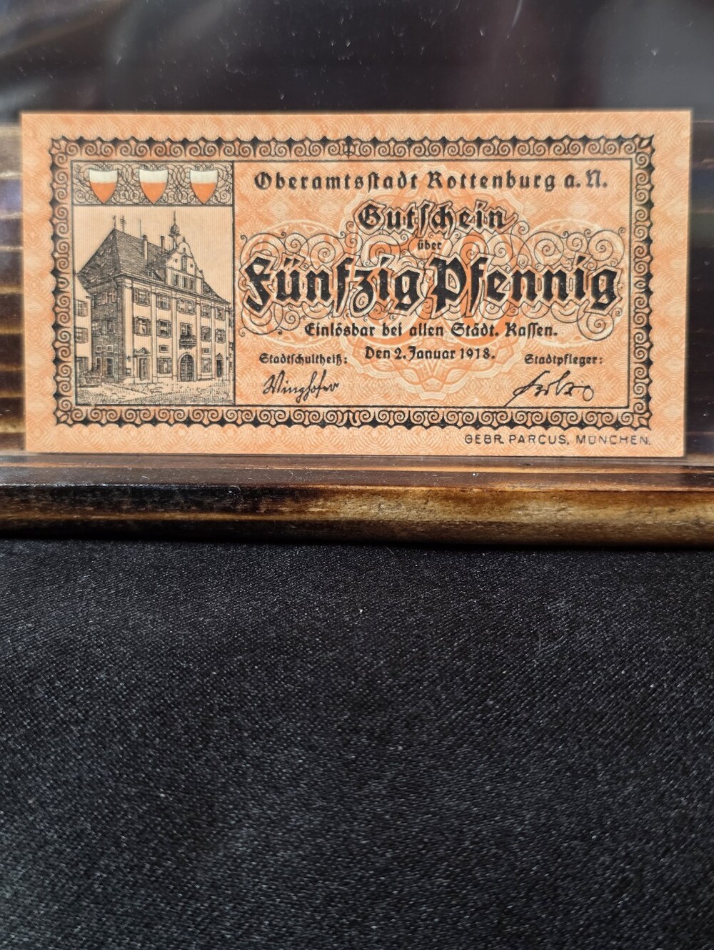1918 German Notgeld 50 Pfennig Rottenburg Antique Currency
